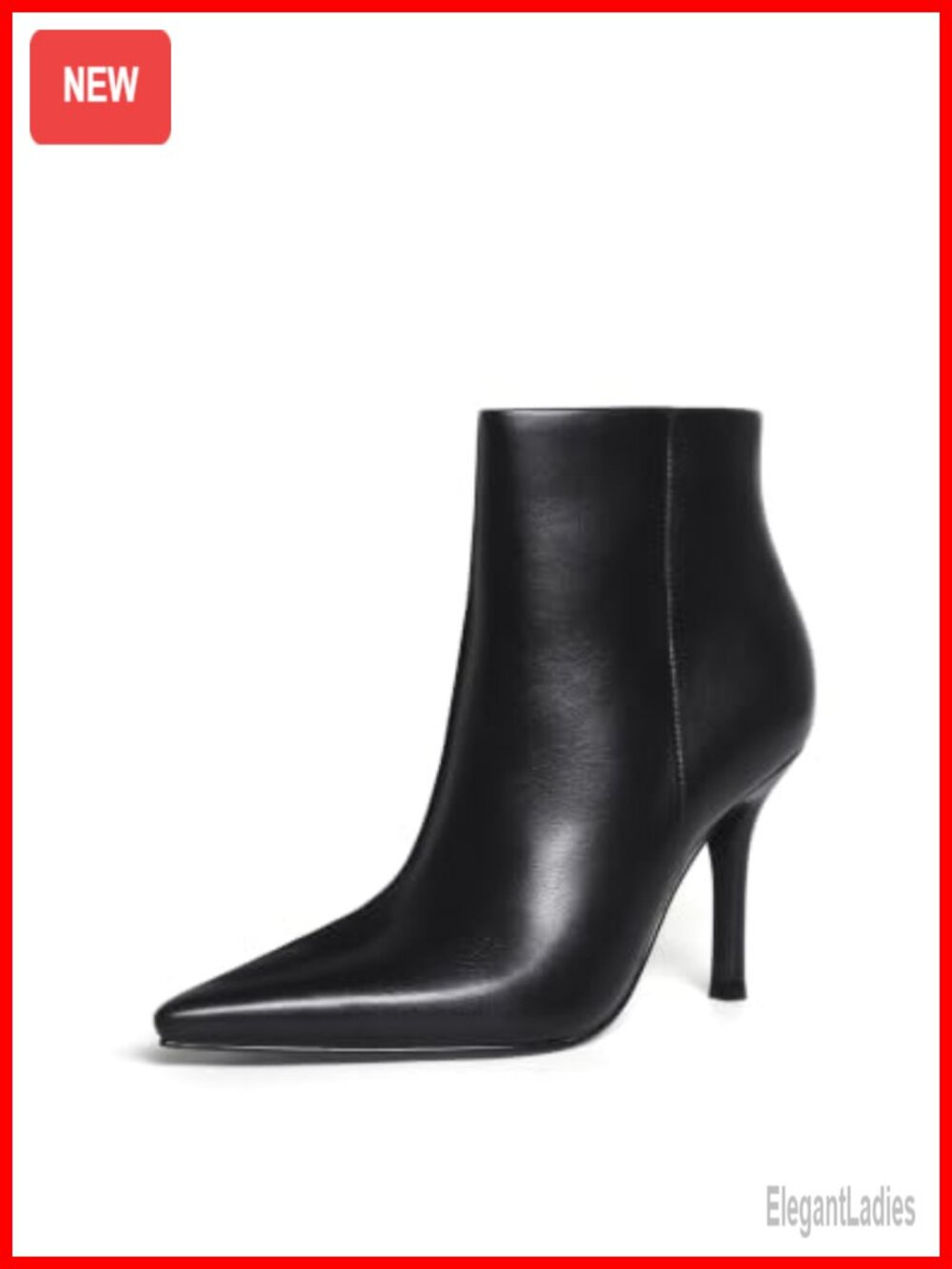 Women's Faux Leather Pointed Toe Stiletto Heel Ankle Boots Side Zip Booties
